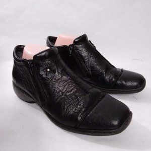 Rieker Black Leather Zip Ankle Booties Size 41/9.5
